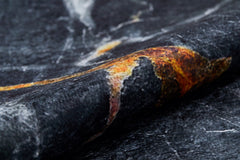 Black Marble Area Rug – Digital Print Non Slip Carpet for Living Room