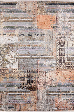 Brown Patchwork Rug - Digital Print Area Rug | Non Slip, Washable Carpet