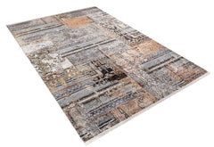 Brown Patchwork Rug - Digital Print Area Rug | Non Slip, Washable Carpet