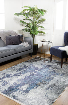 Modern Area Rug | Blue Digital Print Carpet - Non Slip, Antibacterial Floor Mat