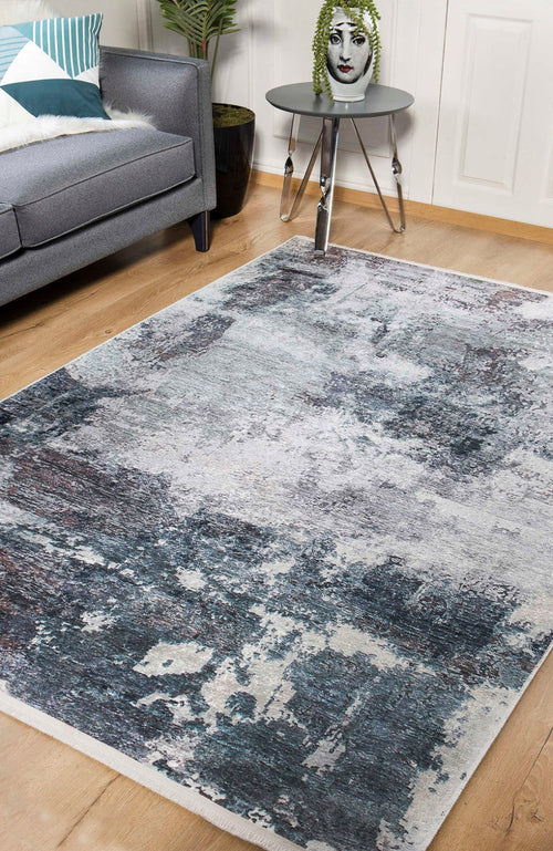 Modern Area Rug – Grey Digital Print Carpet | Antibacterial, Non Slip, Washable