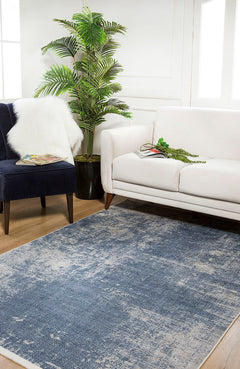 Modern Digital Area Rug - Blue Non Slip Carpet with Antibacterial Benefits