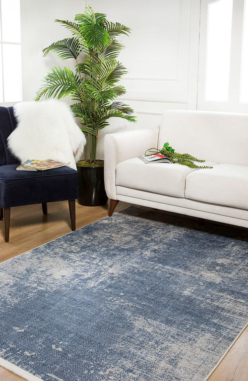 Modern Digital Area Rug - Blue Non Slip Carpet with Antibacterial Benefits