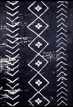 Balasov Black Geometric Digital Print Area Rug