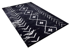 Balasov Black Geometric Digital Print Area Rug