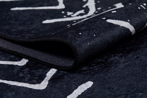 Balasov Black Geometric Digital Print Area Rug