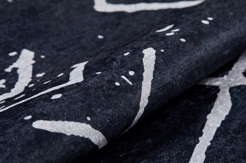 Balasov Black Geometric Digital Print Area Rug