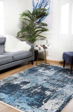 Modern Digital Area Rug – Blue Non Slip Antibacterial Carpet for Living Room
