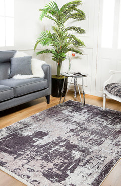 Modern Area Rug – Grey Digital Print Rug | Non Slip Washable Living Room Carpet