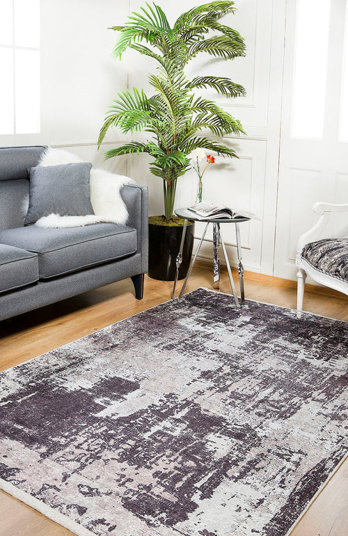 Modern Area Rug – Grey Digital Print Rug | Non Slip Washable Living Room Carpet
