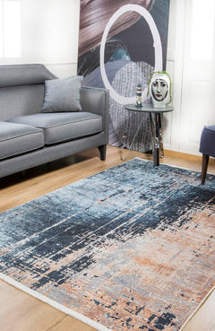 Modern Area Rug – Blue Digital Print Non Slip Antibacterial Carpet for Living Room
