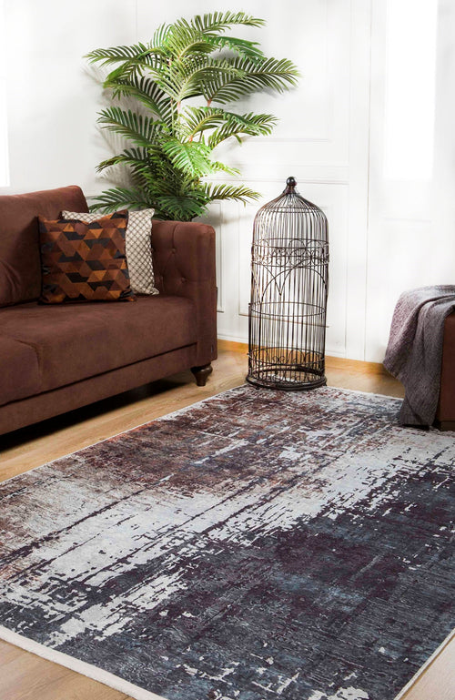 Modern Digital Area Rug – Contemporary Brown Carpet For Home Decor, Non Slip & Allergy Friendly