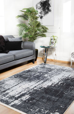 Modern Area Rug | Anthracite Digital Print Carpet - Non Slip, Washable & Antibacterial