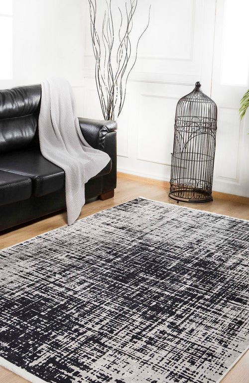 Modern Digital Area Rug – Grey Non Slip Antibacterial Carpet for Living Room