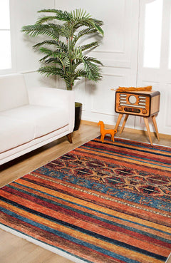 Orange Striped Area Rug – Digital Print Rug | Non Slip, Antibacterial Carpet
