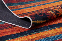 Orange Striped Area Rug – Digital Print Rug | Non Slip, Antibacterial Carpet