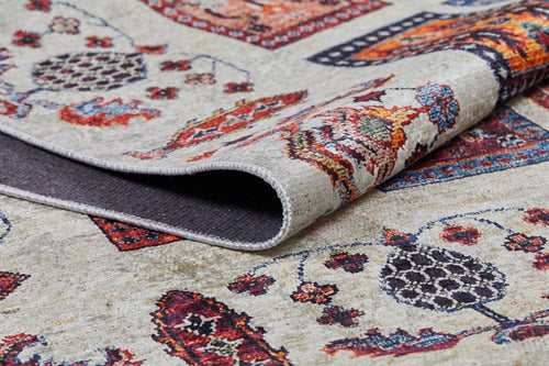 Patchwork Area Rug – Digital Print Beige Carpet with Non Slip, Antibacterial Features