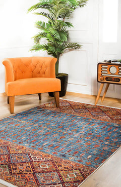 Orange Geometric Rug - Digital Print Area Rug, Non Slip Antibacterial Carpet
