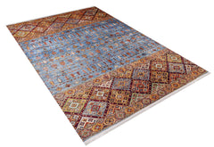 Orange Geometric Rug - Digital Print Area Rug, Non Slip Antibacterial Carpet