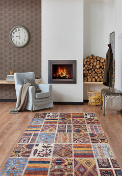 Orange Patchwork Area Rug - Digital Print, Non Slip, Antibacterial Carpet