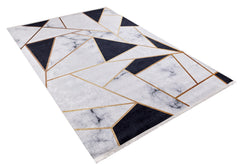 Grey Black Marble Rug – Digital Print Area Rug | Non Slip, Antibacterial Carpet