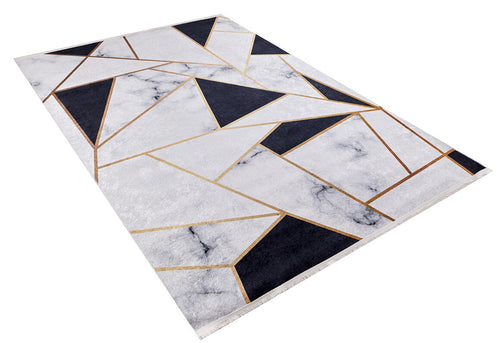 Grey Black Marble Rug – Digital Print Area Rug | Non Slip, Antibacterial Carpet