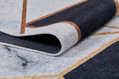 Grey Black Marble Rug – Digital Print Area Rug | Non Slip, Antibacterial Carpet