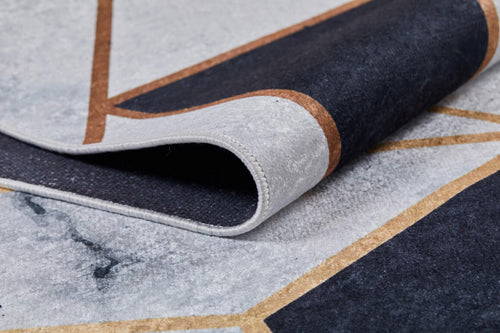Grey Black Marble Rug – Digital Print Area Rug | Non Slip, Antibacterial Carpet