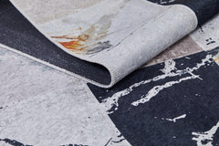 Grey Patchwork Area Rug - Digital Print Rug | Non Slip, Antibacterial Carpet