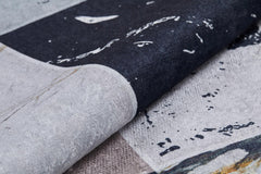 Grey Patchwork Area Rug - Digital Print Rug | Non Slip, Antibacterial Carpet