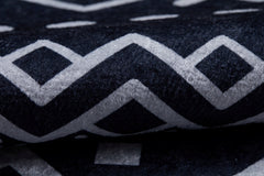Black Geometric Area Rug - Digital Print Carpet | Non Slip, Antibacterial, Washable