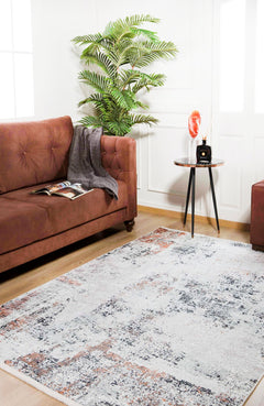 Modern Digital Print Rug - Grey Area Rug with Non Slip, Antibacterial Design