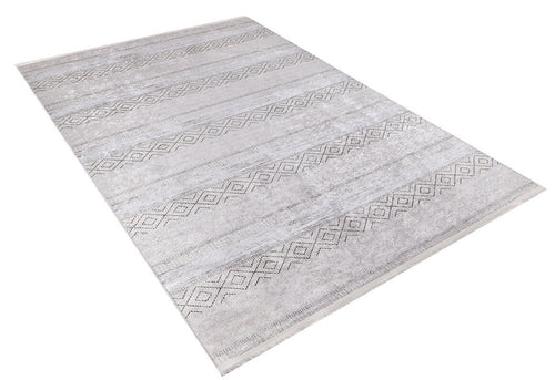 Grey Geometric Area Rug - Modern Digital Print Rug, Non Slip & Antibacterial Carpet