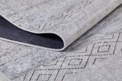 Grey Geometric Area Rug - Modern Digital Print Rug, Non Slip & Antibacterial Carpet