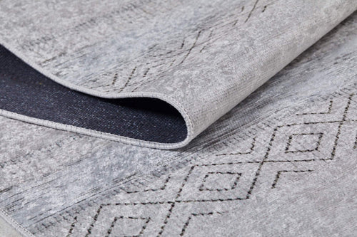 Grey Geometric Area Rug - Modern Digital Print Rug, Non Slip & Antibacterial Carpet