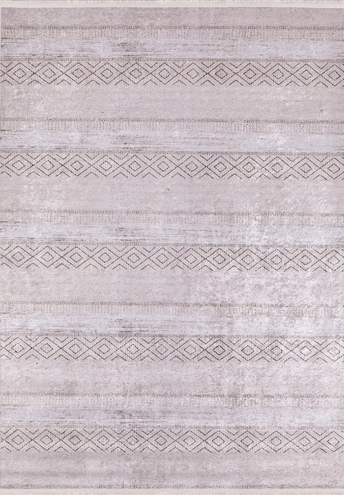 Beige Striped Area Rug - Digital Print Rug, Non Slip Antibacterial Floor Carpet