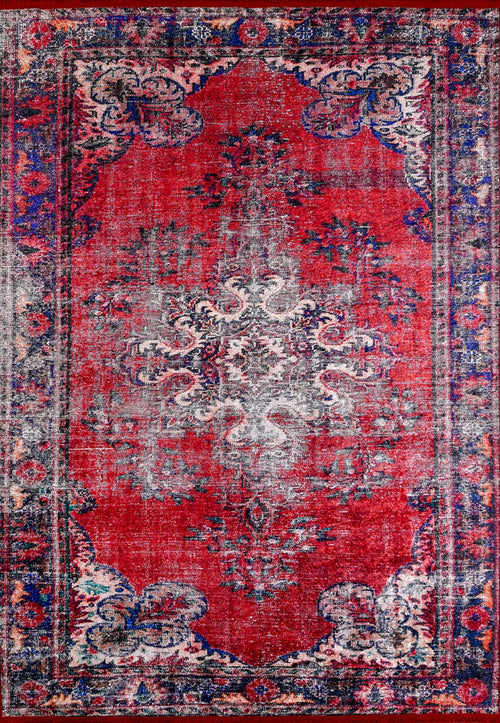 Red Vintage Area Rug – Digital Print Rug | Antibacterial, Non Slip Carpet