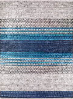 Blue Striped Area Rug – Digital Print Rug | Non Slip, Antibacterial Carpet