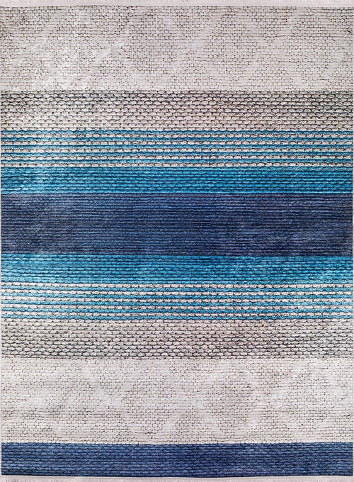 Blue Striped Area Rug – Digital Print Rug | Non Slip, Antibacterial Carpet