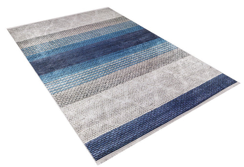 Blue Striped Area Rug – Digital Print Rug | Non Slip, Antibacterial Carpet