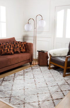 Beige Geometric Area Rug | Stylish Digital Print Carpet, Washable & Allergy Friendly Floor Mat