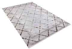 Beige Geometric Area Rug | Stylish Digital Print Carpet, Washable & Allergy Friendly Floor Mat