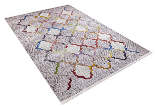 Beige Geometric Area Rug - High Quality Digital Print Carpet | Non Slip, Washable