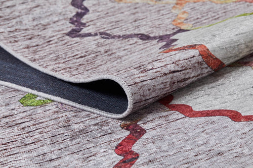 Beige Geometric Area Rug - High Quality Digital Print Carpet | Non Slip, Washable