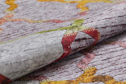 Beige Geometric Area Rug - High Quality Digital Print Carpet | Non Slip, Washable