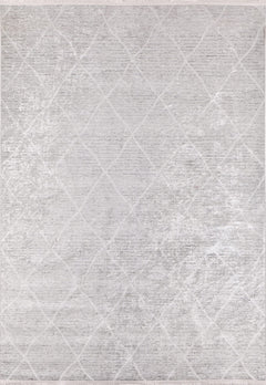 Grey Geometric Area Rug – Digital Print Non Slip Washable Carpet for Living Room