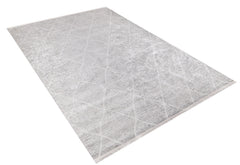 Grey Geometric Area Rug – Digital Print Non Slip Washable Carpet for Living Room
