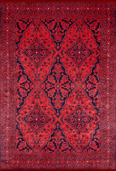 Digital Print Area Rug – Classic Red Non Slip Antibacterial Carpet for Living Room