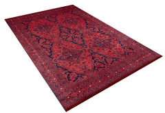 Digital Print Area Rug – Classic Red Non Slip Antibacterial Carpet for Living Room