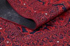 Digital Print Area Rug – Classic Red Non Slip Antibacterial Carpet for Living Room